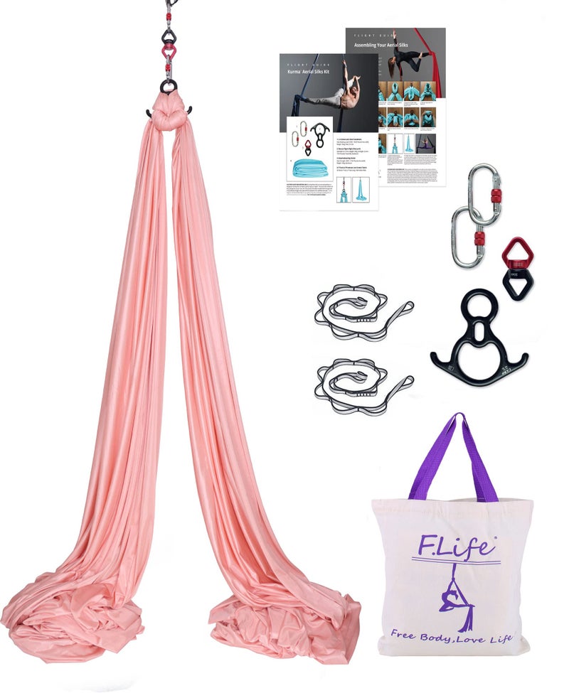 Flife F.Life Aerial Silk Yoga Hammock- Hardware Kit Durable 10 Yards (Champagne) - Image 1