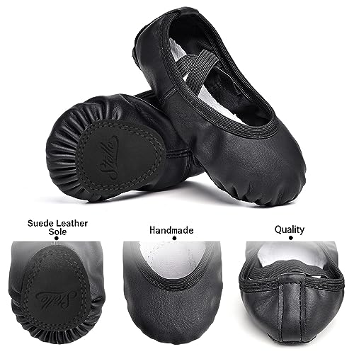 Stelle Ballet Shoes for Girls Toddler Ballet Slippers Soft Leather Boys Dance Shoes for Toddler/Little Kid/Big Kid (Black, 8MT) - Image 3