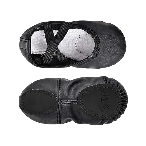 Stelle Ballet Shoes for Girls Toddler Ballet Slippers Soft Leather Boys Dance Shoes for Toddler/Little Kid/Big Kid (Black, 8MT) - Image 4