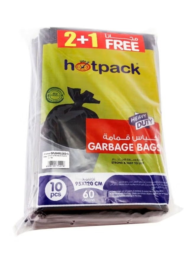 Hotpack Disposable Strong & Bio-Degradable Heavy Duty Flat Garbage Bag X-Large 60 Gallon, 95x120cm, 30 Pieces, Pack of 2+1 Free Offer Pack Black 95x120cm - Image 1