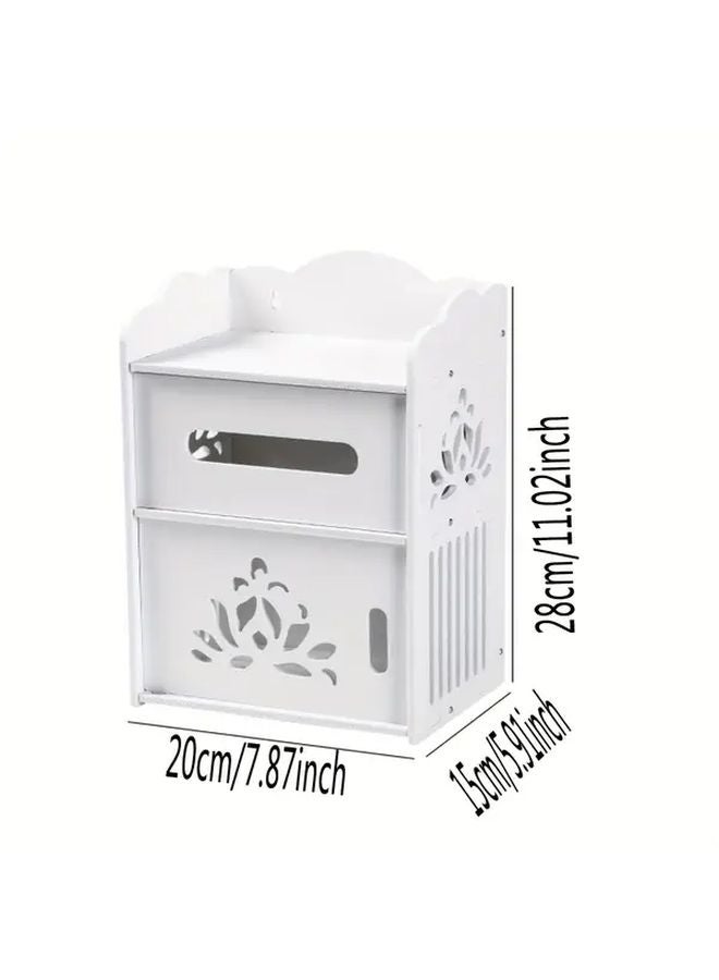 White Double Lotus Bathroom Wall Mounted Storage Rack Multifunctional Hollow Design Toilet Paper Dispenser - Image 4