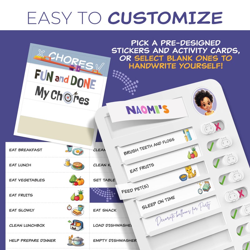 HIPPOTALE Chores Chart for Kids - Daily Routine Chart for Kids with Checklist & Stickers, Magnetic Kids Chore Chart - Chore Board Visual Schedule for Kids with Autism & Best ADHD Tools for Kids - Image 4