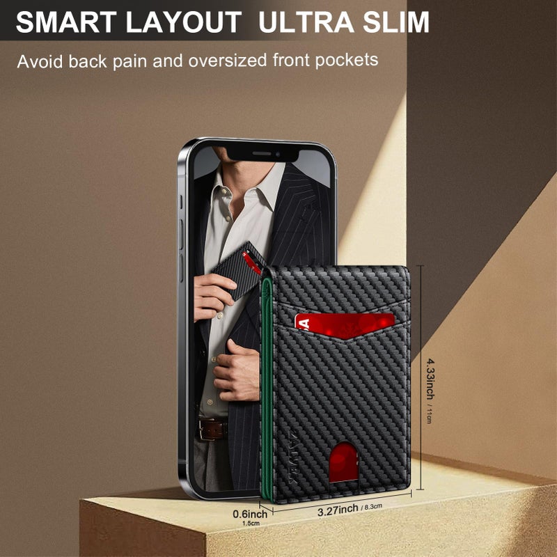 ZALVEX Wallet for Men Slim RFID Blocking Leather Credit Card Holder Wallet for 14 Cards, Bifold Minimalist Thin Wallet with 2 ID Windows & Cash Slot, Front Pockt Carteras Para Hombres, Birthday Gifts for Men - Image 4