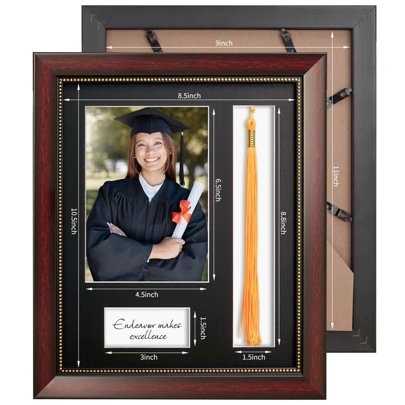 GiftMust Graduate Frame with Tassel Holder, Graduation Party Gift and Keepsake, Tempered Real Glass, Display 5x7 graduate Photo with Black Linen Textured Mat, Mahogany Frame with Gold Beads Embossing - Image 5