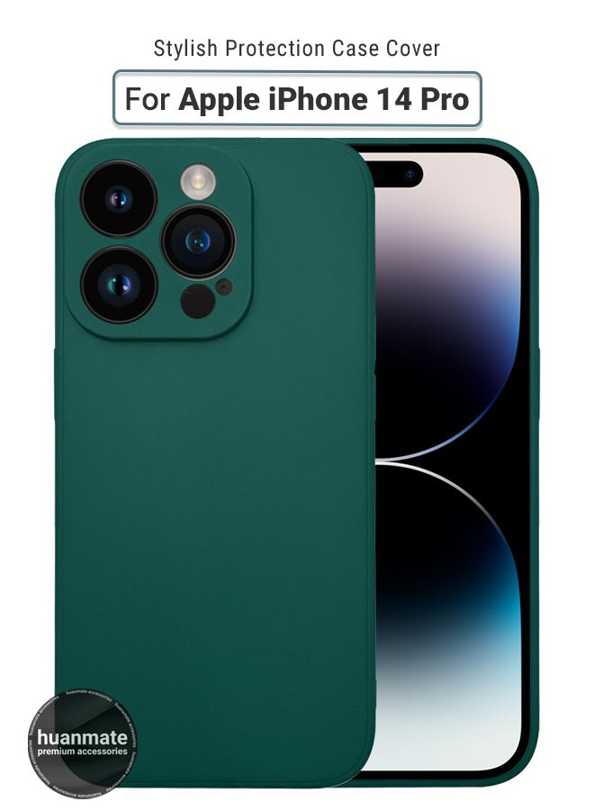 huanmate Apple iPhone 14 Pro Silicone Cover Green - Premium 2.0mm TPU Silicon, Enhanced Camera Protection with Lens Shield, Shockproof & Water-Proof Cover for Apple iPhone 14 Pro - Image 1