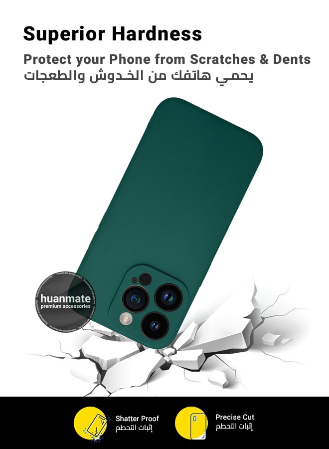 huanmate Apple iPhone 14 Pro Silicone Cover Green - Premium 2.0mm TPU Silicon, Enhanced Camera Protection with Lens Shield, Shockproof & Water-Proof Cover for Apple iPhone 14 Pro - Image 4