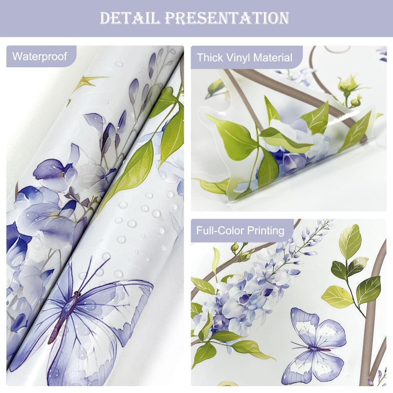 Supzone Purple Flower Wall Decals, Hanging Wisteria Floral Green Leaves Boho Spring Summer Wall Stickers Art Decor for Living Room Bedroom Office Nursery Classroom Gifts for Mom - Image 4