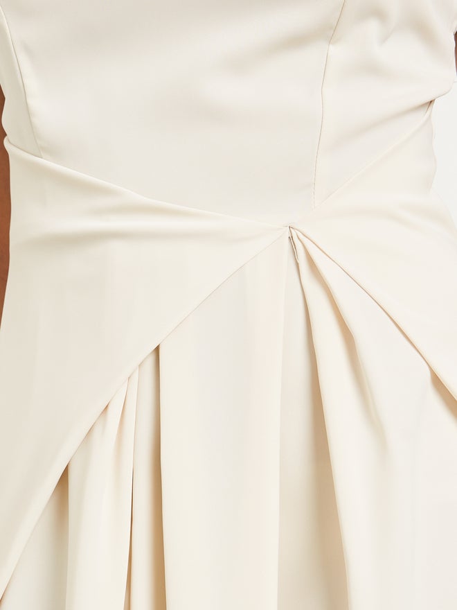 Take Two Cream Sleeveless Midi Dress with Fold Pleat - Image 4
