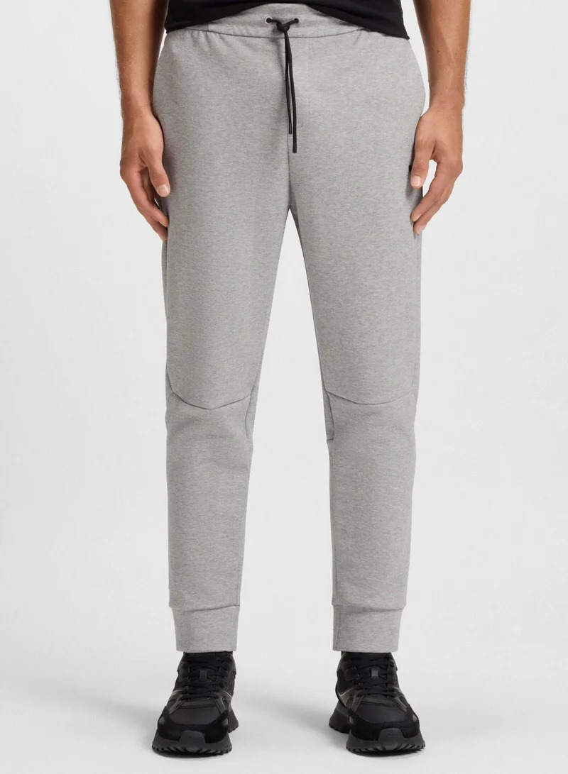 BOSS Cotton-blend tracksuit bottoms with striped trims