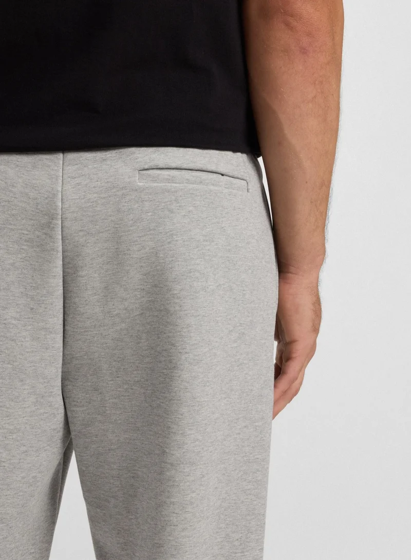 BOSS Cotton-blend tracksuit bottoms with striped trims