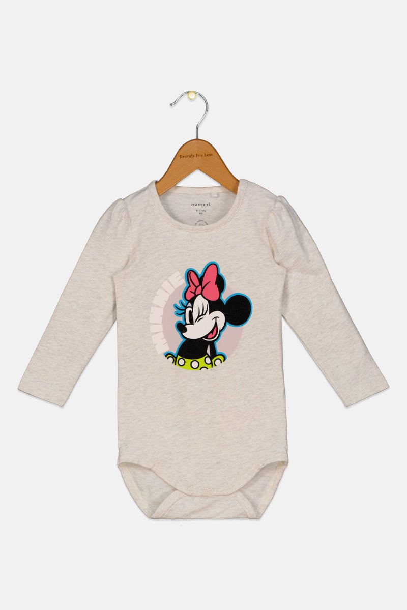 NAME IT Toddlers Girl Graphic Print Romper, Heather Grey - Image 1