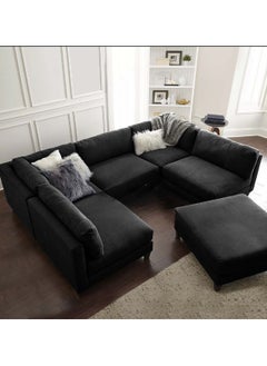 A to Z Furniture Chelsea Modular Sectional With Ottoman in Charcoal Color Modular Corner Sectional with Ottoman  - Image 1