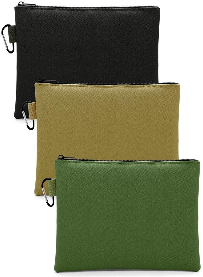 Faylapa 3 Pack Canvas Tool Zipper Pouch, Premium Tool Pouch, Waterproof Utility Multipurpose Storage Organizer Tool Pouches with Carabiner for Tools, Stationary, Pencil Pouch, 12.6"x7" - Image 1