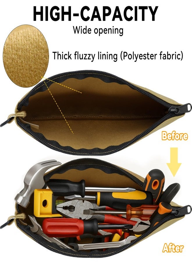 Faylapa 3 Pack Canvas Tool Zipper Pouch, Premium Tool Pouch, Waterproof Utility Multipurpose Storage Organizer Tool Pouches with Carabiner for Tools, Stationary, Pencil Pouch, 12.6"x7" - Image 2