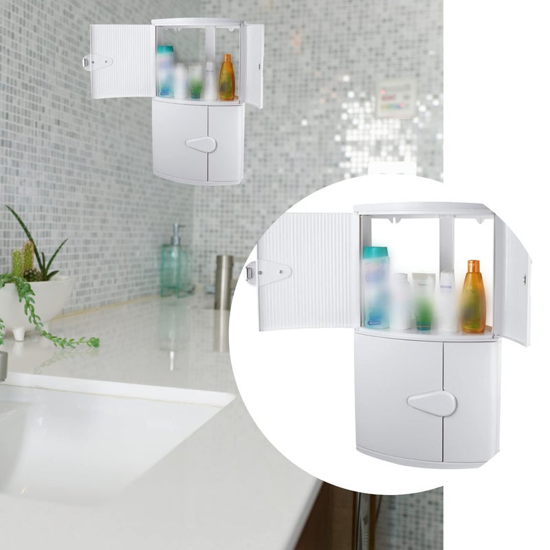 CIPLA PLAST CIPLAPLAST Double Door Cabinet For Storage Bathroom Corner Cabinet With Door Storage Cabinet for Living RoomKitchen Storage Bathroom Cabinet Without Mirror BRC704WHITE - Image 2
