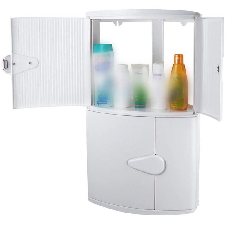 CIPLA PLAST CIPLAPLAST Double Door Cabinet For Storage Bathroom Corner Cabinet With Door Storage Cabinet for Living RoomKitchen Storage Bathroom Cabinet Without Mirror BRC704WHITE - Image 1