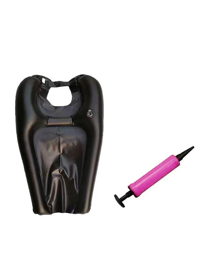 الضفدع الحقيقي صينية غسيل الشعر قابلة للنفخ للحوض وجانب السرير - وعاء شامبو محمول مريح للشطف بدون انسكاب - حوض غسيل لقص الشعر والتلوين في المنزل لكبار السن والأطفال وطريح الفراش والمعاقين - Image 3