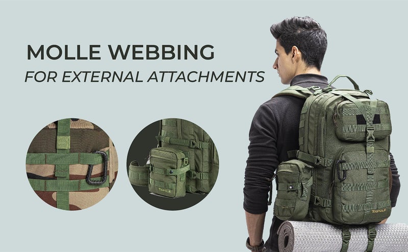 Tripole Alfa 45 Litres Military Tactical Backpack And Rucksack With Detachable Sling Bag | Rain Cover | 3 Year Warranty (Green, 45L) - Image 5