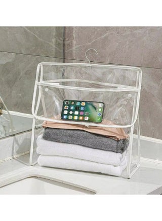 Folding Storage Basket Folding Closet Organizer for Living Room, Kitchen, Bedroom, Dorm, Waterproof Hanging Bag with Phone Interlayer,  Portable Storage Basket Clear - view 3