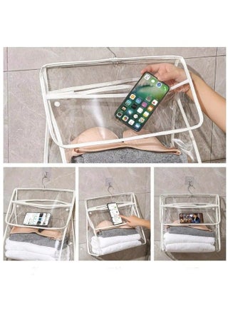 Folding Storage Basket Folding Closet Organizer for Living Room, Kitchen, Bedroom, Dorm, Waterproof Hanging Bag with Phone Interlayer,  Portable Storage Basket Clear - view 5