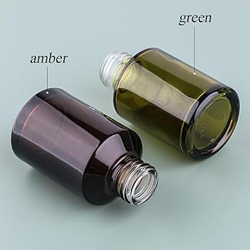 VASANA 60 ml2 oz Empty Glass Pump Bottles Refillable Cosmetic Dispenser With Press Pump Makeup Emulsion Liquids Storage Container Portable Travel Bottle Cosmetic Container AmberGreen - Image 4