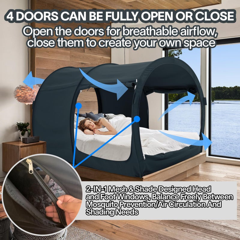 LEEDORÂ® Bed Tent Dream Tents Bed Canopy Shelter Cabin Indoor Privacy Warm Breathable Pop Up Twin Size for Kids and Adult Patent Pending PitchBlack(Mattress Not Included) (LEEDORÂ®2005) - Image 4