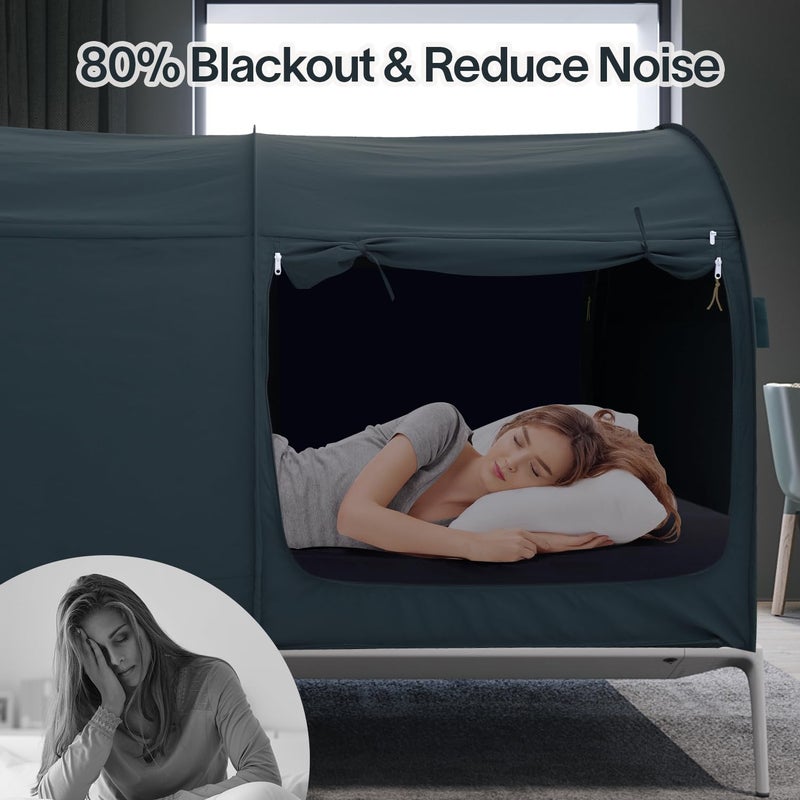LEEDORÂ® Bed Tent Dream Tents Bed Canopy Shelter Cabin Indoor Privacy Warm Breathable Pop Up Twin Size for Kids and Adult Patent Pending PitchBlack(Mattress Not Included) (LEEDORÂ®2005) - Image 3