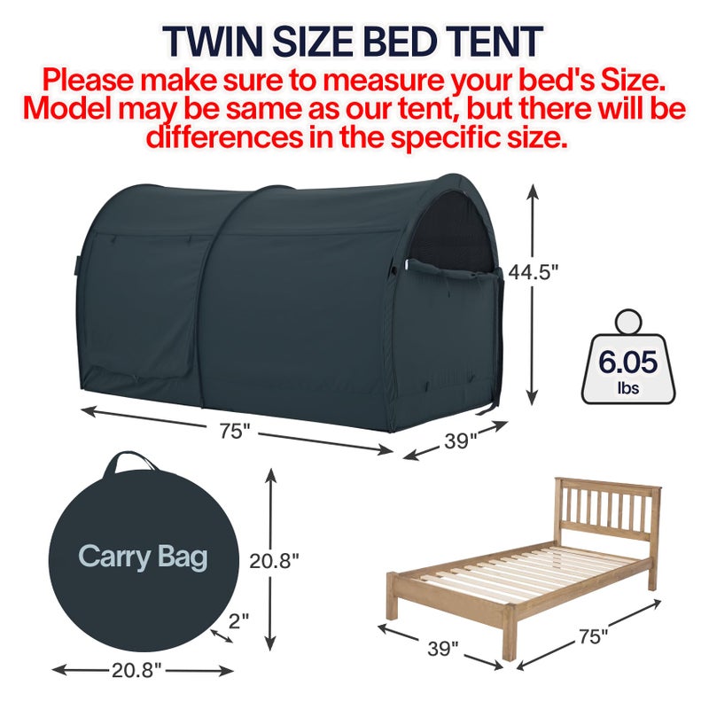 LEEDORÂ® Bed Tent Dream Tents Bed Canopy Shelter Cabin Indoor Privacy Warm Breathable Pop Up Twin Size for Kids and Adult Patent Pending PitchBlack(Mattress Not Included) (LEEDORÂ®2005) - Image 2