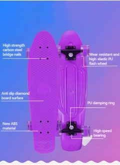 GROIC Skateboard 22 Inch Cruiser Skateboard Complete Skateboard with PU LED Wheel and ABEC 7 Bearings Retro Board Classic Skateboard,Skateboard for Kids Beginner  - Image 3