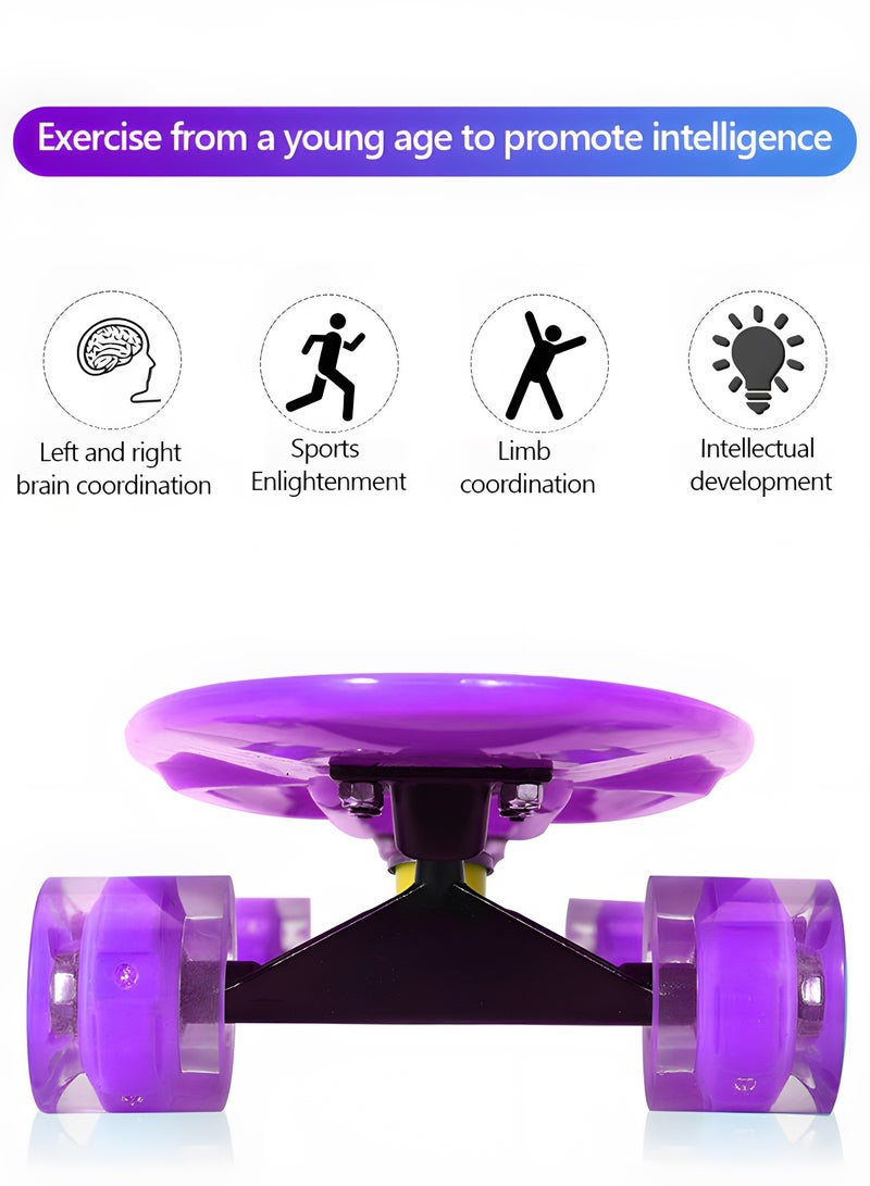 GROIC Skateboard 22 Inch Cruiser Skateboard Complete Skateboard with PU LED Wheel and ABEC 7 Bearings Retro Board Classic Skateboard,Skateboard for Kids Beginner - Image 2