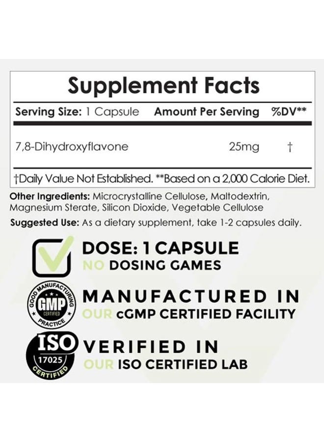 Nootropics Depot 7,8-Dihydroxyflavone Capsules | 25mg | 60 Count | 7,8 DHF | Brain Booster | Supports Cognitive Function and Brain Health - Image 2