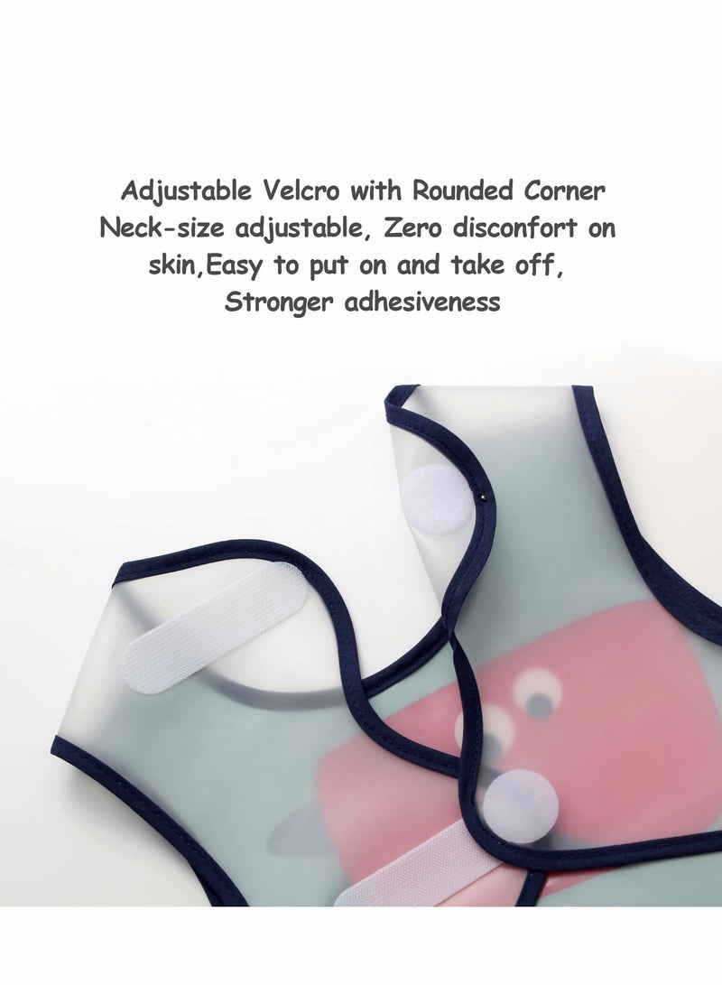 KASTWAVE Waterproof Baby Bibs, Toddler Waterproof Bib Set with Crumb Catcher Pocket, Vest Type with Adjustable Easy Wear, Removable Stay-open Catch Tray, Bib from 6 Months to 3 Years Old - Image 2