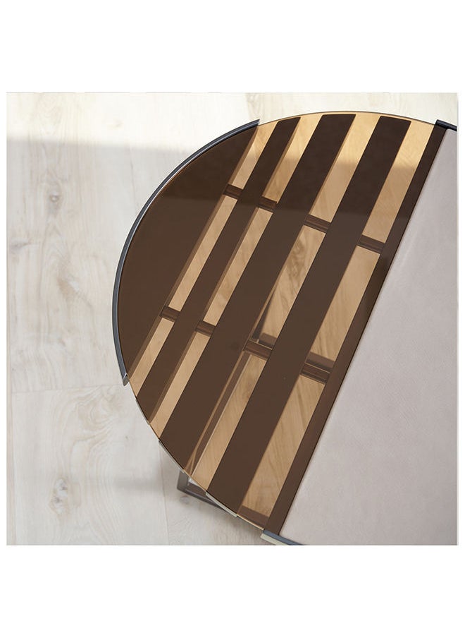 AL HUZAIFA FURNITURE Lauro, Round Table, Stainless Steel, Full Grain Leather Tempered Glass  - Image 4