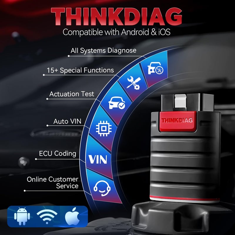 THINKCAR Obd2 Scanner Thinkdiag Bluetooth Full System Bidirectional Diagnostic Scan Tool Oe Level Code Reader With Ecu Coding 15+ Reset Service Fca Autoauth All Software 1 Year Update Fits For Ios & Android - Image 2