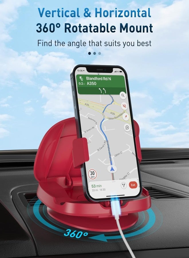 JOYEKY Cell Phone Holder for Car,JOYEKY Vertical Horizontal Car Phone Mount with 360° Rotate Detachable Magnetic Base Dashboard Cradle Compatible iPhone Samsung Galaxy Android Smartphones, GPS Devices (Red) - Image 2