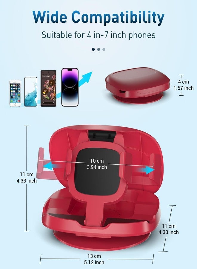 JOYEKY Cell Phone Holder for Car,JOYEKY Vertical Horizontal Car Phone Mount with 360° Rotate Detachable Magnetic Base Dashboard Cradle Compatible iPhone Samsung Galaxy Android Smartphones, GPS Devices (Red) - Image 4