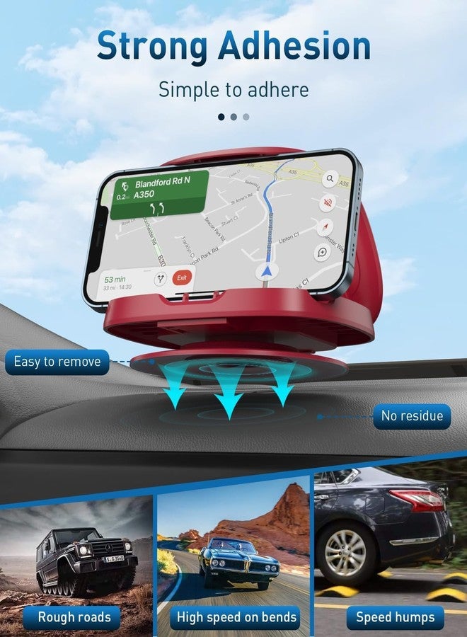 JOYEKY Cell Phone Holder for Car,JOYEKY Vertical Horizontal Car Phone Mount with 360° Rotate Detachable Magnetic Base Dashboard Cradle Compatible iPhone Samsung Galaxy Android Smartphones, GPS Devices (Red) - Image 3