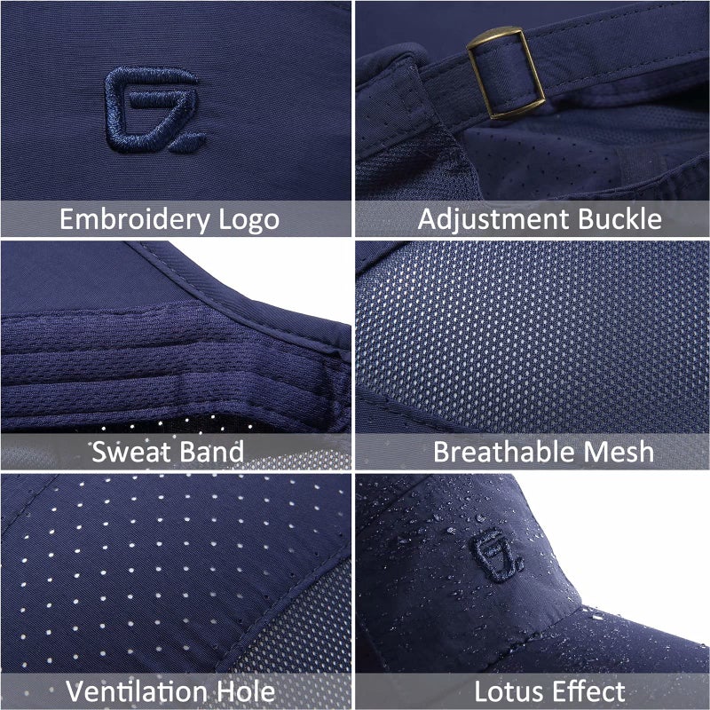 GADIEMKENSD GADIEMKENSD Running Hat, Mens Outdoor Hat Unstructured Baseball Cap UPF 50 UV SPF Exercise Run Caps Reflective Breathable Light Sun Hats Quick Dry Mesh Summer Sports Hat Cap Men Woman Under 10 Navy  - Image 5