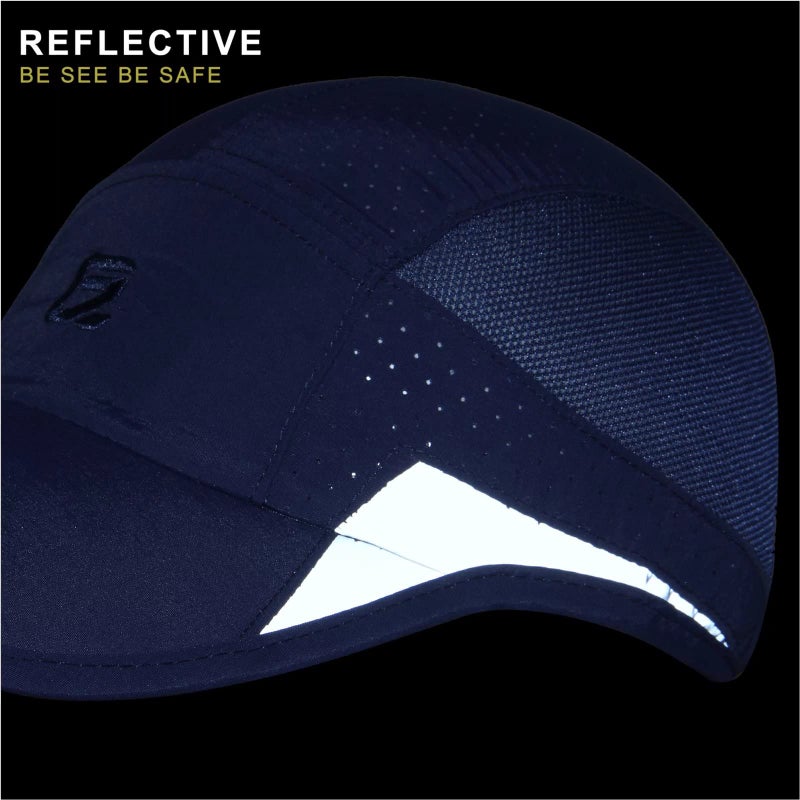 GADIEMKENSD GADIEMKENSD Running Hat, Mens Outdoor Hat Unstructured Baseball Cap UPF 50 UV SPF Exercise Run Caps Reflective Breathable Light Sun Hats Quick Dry Mesh Summer Sports Hat Cap Men Woman Under 10 Navy  - Image 3