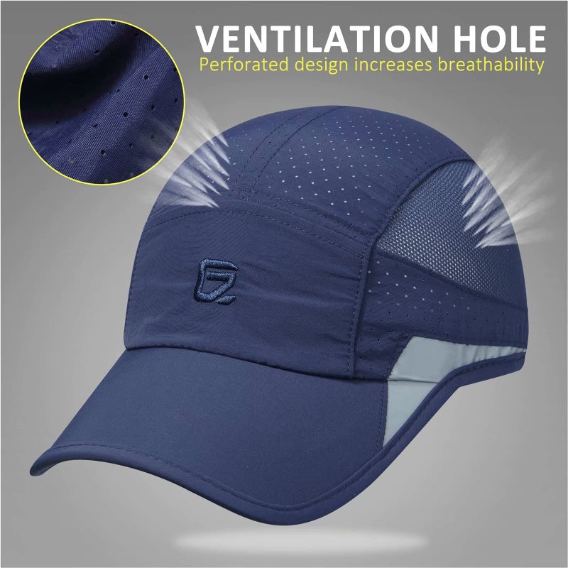 GADIEMKENSD GADIEMKENSD Running Hat, Mens Outdoor Hat Unstructured Baseball Cap UPF 50 UV SPF Exercise Run Caps Reflective Breathable Light Sun Hats Quick Dry Mesh Summer Sports Hat Cap Men Woman Under 10 Navy  - Image 4