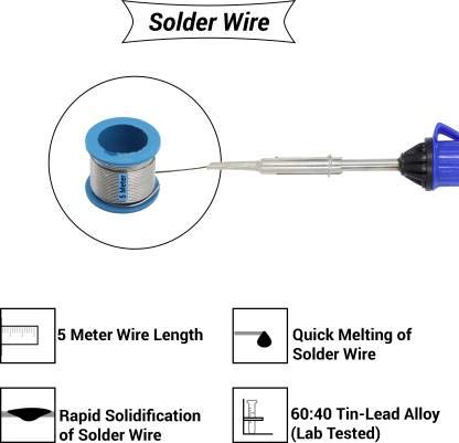 Hillgrove 23in1 Basic Complete 25W Soldering Iron Kit with 5 Meter Solder Wire, Scrub, Pump, Cutter, Tester, Tweezer, Tape, Bit, Flux,Screwdriver,Mobile Opener 25 W Simple (Flat, Pointed Tip) - Image 5