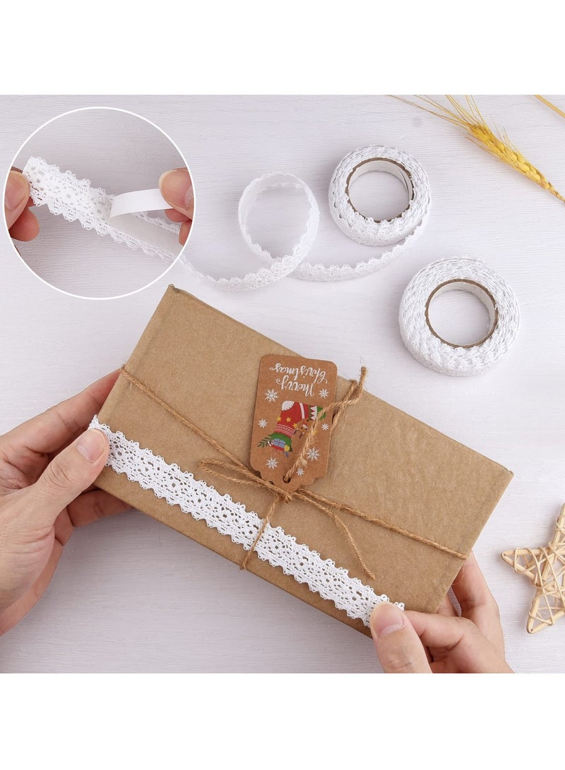 SYOSI KASTWAVE Lace Trim Ribbon, 4 Roll Vintage Lace Tape Self Adhesive Decorative Ribbon Lace Border Ribbon for DIY Crafts Wedding Decoration Scrapbooking Gift Box (Wide 0.78inch, White) - Image 2