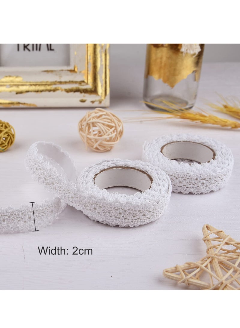 SYOSI KASTWAVE Lace Trim Ribbon, 4 Roll Vintage Lace Tape Self Adhesive Decorative Ribbon Lace Border Ribbon for DIY Crafts Wedding Decoration Scrapbooking Gift Box (Wide 0.78inch, White) - Image 3