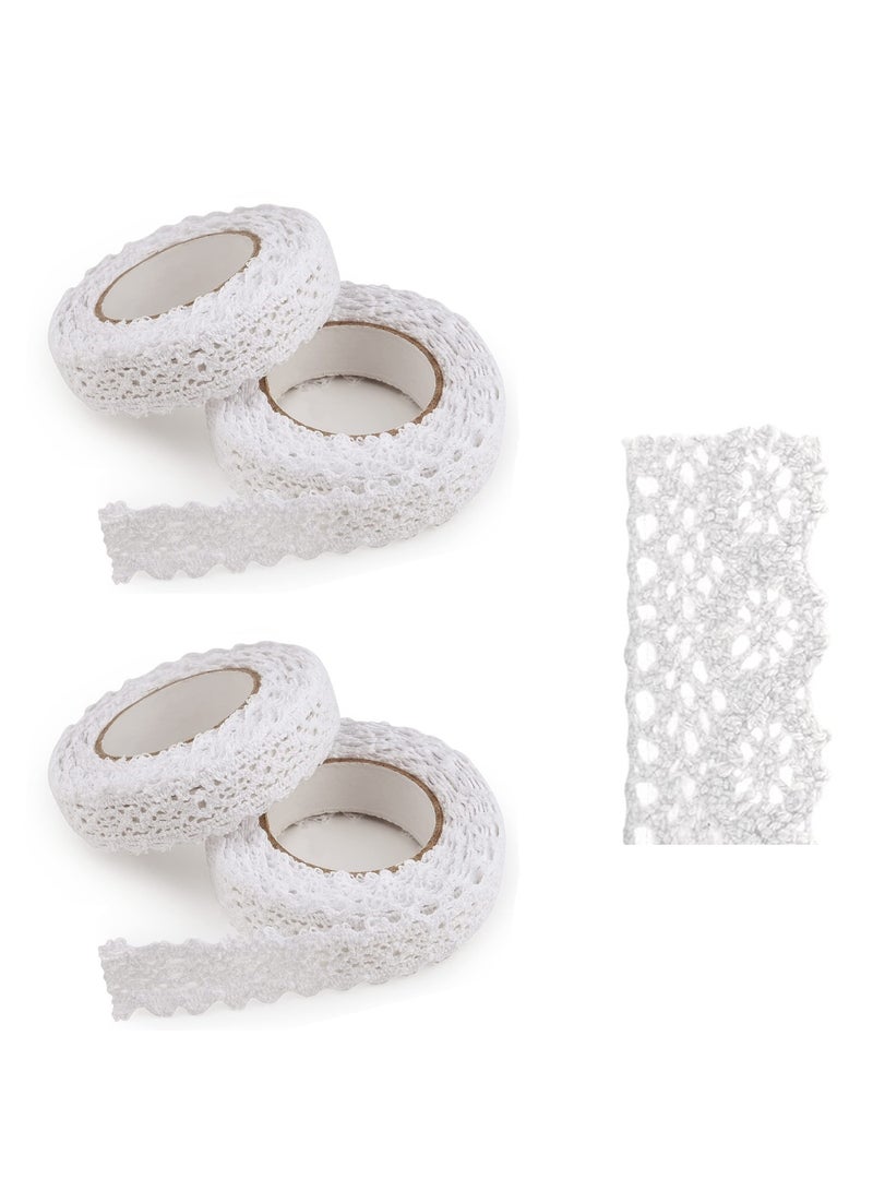 SYOSI KASTWAVE Lace Trim Ribbon, 4 Roll Vintage Lace Tape Self Adhesive Decorative Ribbon Lace Border Ribbon for DIY Crafts Wedding Decoration Scrapbooking Gift Box (Wide 0.78inch, White) - Image 1