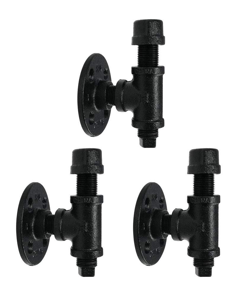 PIPE DECOR Robe and Towel Single Hook Kit Heavy Duty DIY Style Rustic and Chic Industrial Iron Pipe with Electroplated Black Finish Wall Mounted Mounting Hardware Included Oil Rust Free 3