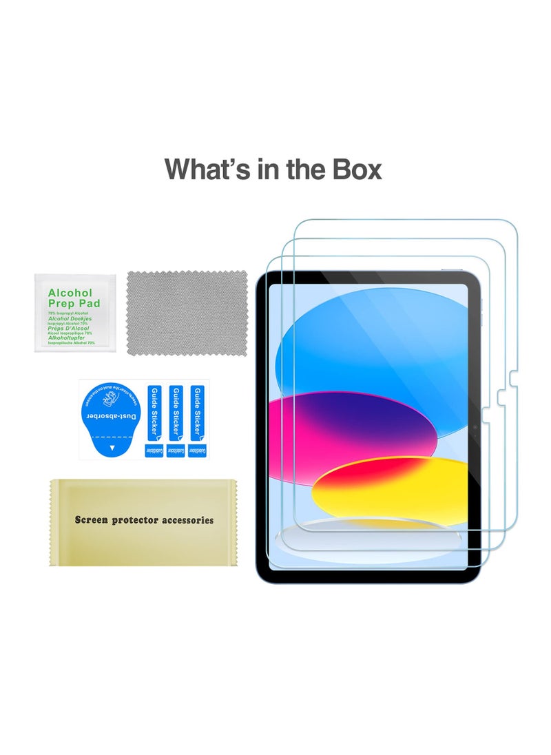 Digipace - 3 Pack  iPad 10.9 10th Generation 2022 Screen Protector A2696/A2757/A2777, Tempered Glass Screen Film Guard for iPad 10th Gen 10.9" 2022 Release -Clear - Image 1