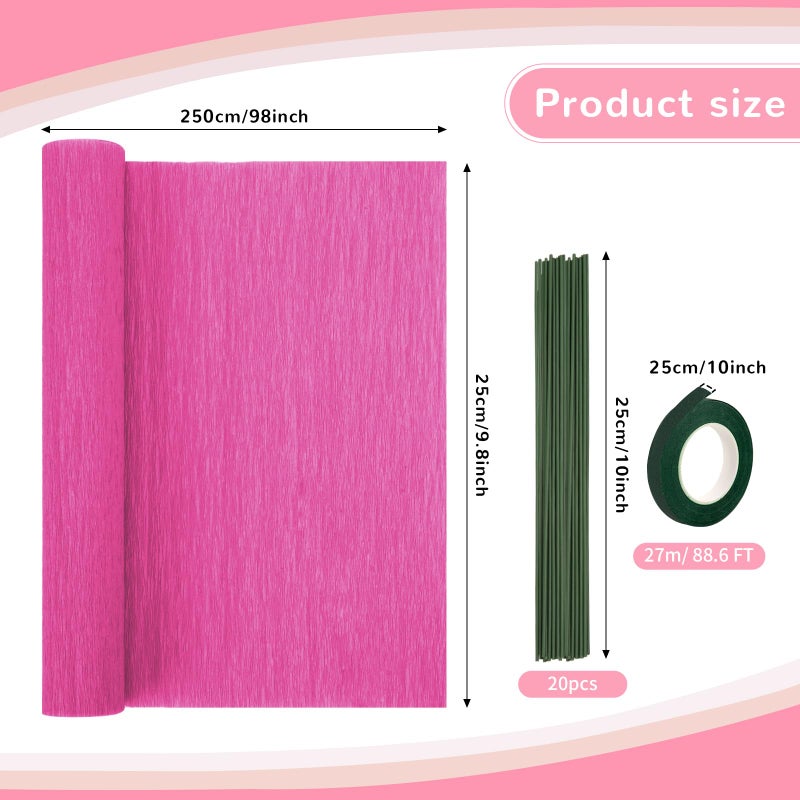 Nitelemn Crepe Paper Streamers 8 Rolls, 10 x 98Inch 8 Pink Colors Crepe Paper Sheets for DIY Gift Colourful Paper Flower Wrapping Paper Crafts Birthday Wedding Holiday Party Decorations - Image 2