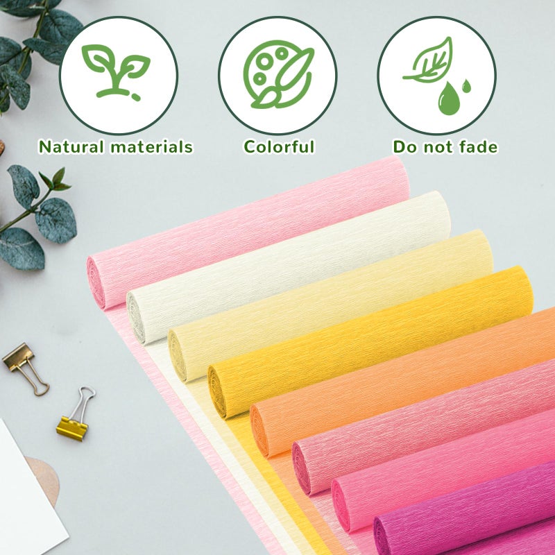 Nitelemn Crepe Paper Streamers 8 Rolls, 10 x 98Inch 8 Pink Colors Crepe Paper Sheets for DIY Gift Colourful Paper Flower Wrapping Paper Crafts Birthday Wedding Holiday Party Decorations - Image 3