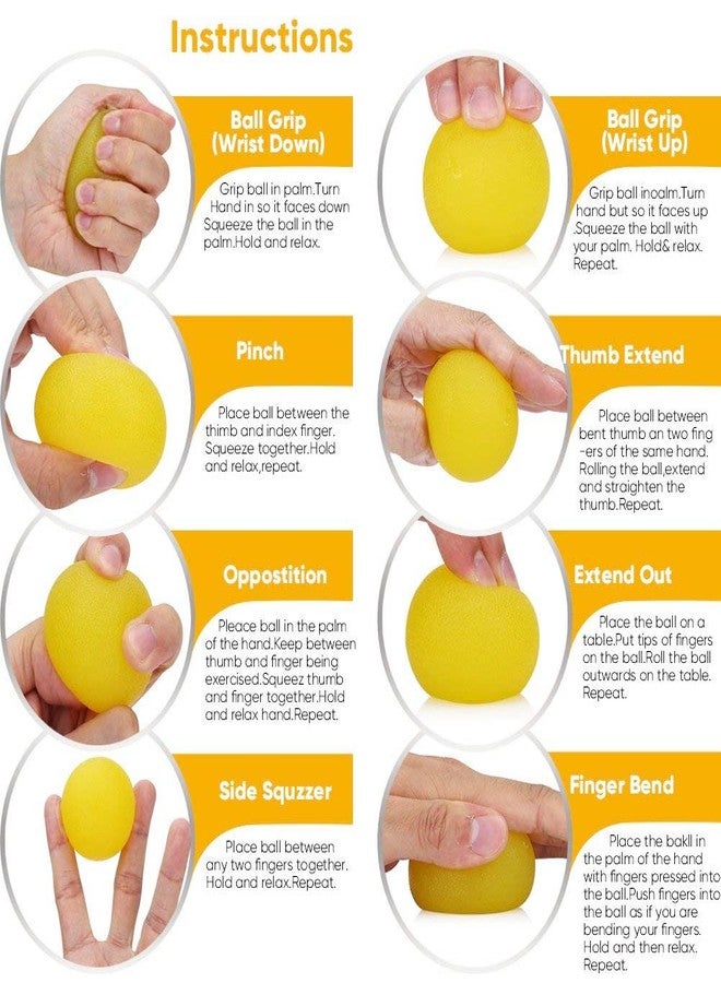 FMELAH 3 PCS Physical Therapy Hand Exercise Balls, Stress Relief Balls for Adults, Squeeze Balls Kits for Hand Finger Wrist Muscles, Hand Grip Strengthener Trainer,Finger Exerciser - Image 5
