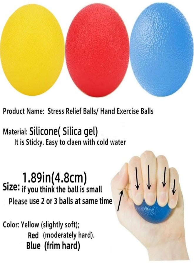 FMELAH 3 PCS Physical Therapy Hand Exercise Balls, Stress Relief Balls for Adults, Squeeze Balls Kits for Hand Finger Wrist Muscles, Hand Grip Strengthener Trainer,Finger Exerciser - Image 2
